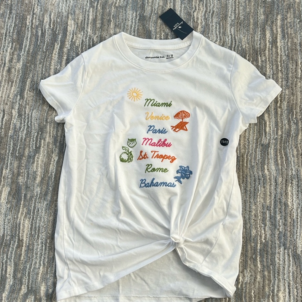 Brand new with tags Abercrombie & Fitch kids Girls tee shirt Miami sz 11/12